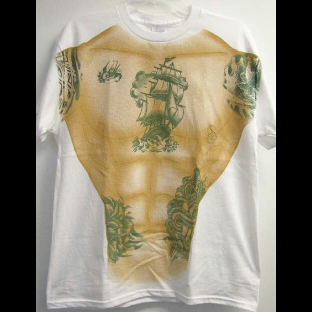S, L 2x new tattoo torso muscle t-shirt funny Halloween costume